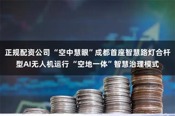 正规配资公司 “空中慧眼”成都首座智慧路灯合杆型AI无人机运行 “空地一体”智慧治理模式